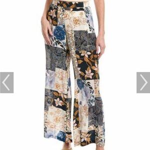 Johnny Was Floral Patchwork Print Flowy Pants